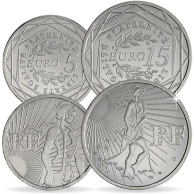 Frankreich-5 Euro-15 Euro-2008-Stgl-Säerin-VS-RS