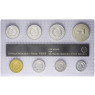 DDR  Mini Jahressatz 1989 7 Münzen 1 Pfg. bis 2 Mark und eine Medaille: Prägen
