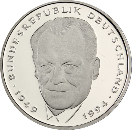 2 DM Muenzen 1999 Willy Brandt 