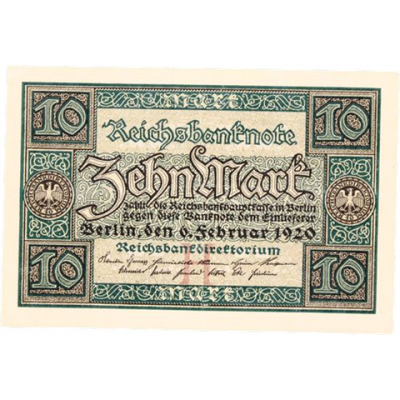 Deutsches Reich-10 Mark-1920-Reichsbanknote-Ro63-RS