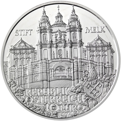 Österreich-10-Euro-2007-Silber-bfr-Stift-Melk-RS