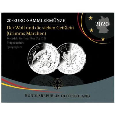 20 Euro Gedenkmünzen Der Wolf und die 7 Geisslein Silber Deutschland 2020