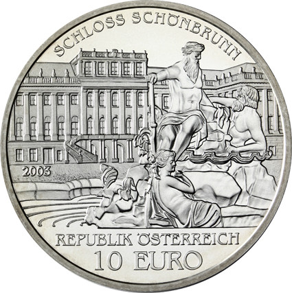 10 Euro Silber Muenzen  2003 Schloss Schoenbrunn 