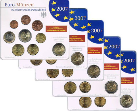 Deutschland  5,88 Euro 2007  KMS stgl Mzz.  A-J