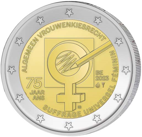 Belgien-2-Euro-2023-Frauenwahlrecht-Coin-Card