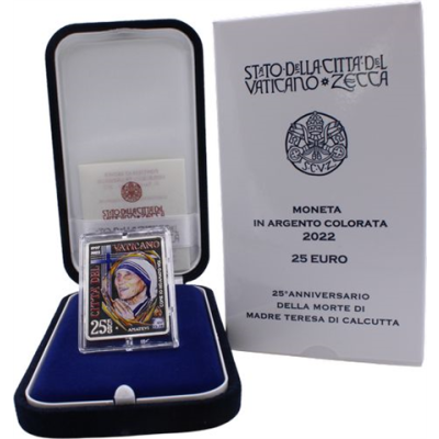 Vatikan-25Euro-2022-AGpp-Teresa-Etui