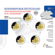 Deutschlande 2 Euro-Satz 2018 Berlin Schloss Charlottenburg Stgl im Folder