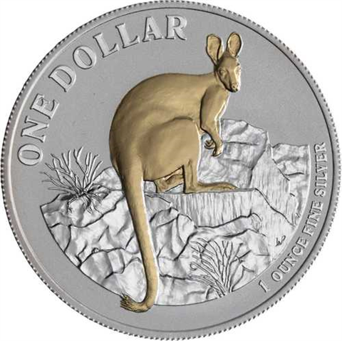 Australien-1Dollar-2010-AGstgl-FDvergoldet-Känguru-RS