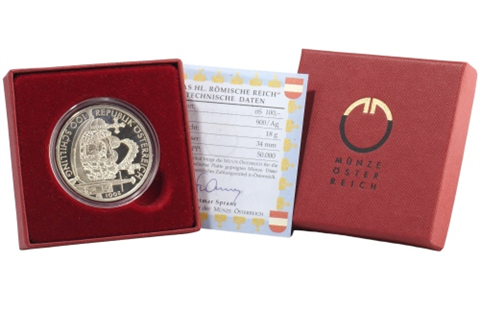 Österreich-100Schilling-2001-AgPP-römischeReich-vs1