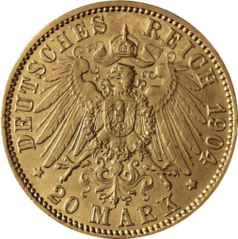 J.182 - Anhalt 20 Mark 1904 ss-vz Herzog Friedrich II. Münze des deutschen Kaiserreiches 