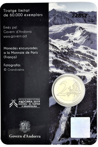 Ski Weltmeisterschaft 2 Euro Münze aus Andorra 2019 