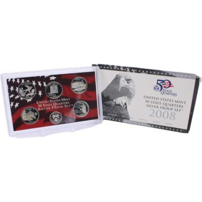 USA-5xQuarter Dollar-2008-AGpp-50 States Quarters-RS