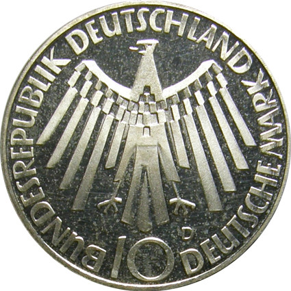BRD 10 D-Mark 1972 Stgl. Spirale Deutschland 