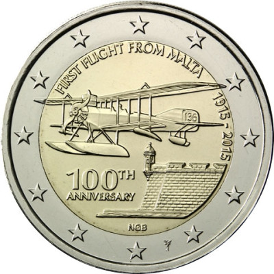 Malta 2 Euro 2015 Stgl.1.Flug mit Münzmeisterzeichen in Kapsel