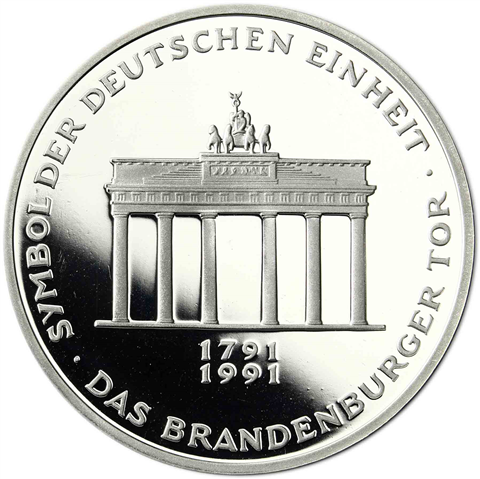 Deutschland 10 DM Silber 1991 PP  Brandenburger Tor II (2)