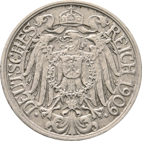Kaiserreich-25-Pfennig-1909-1912-Jäger-18-I