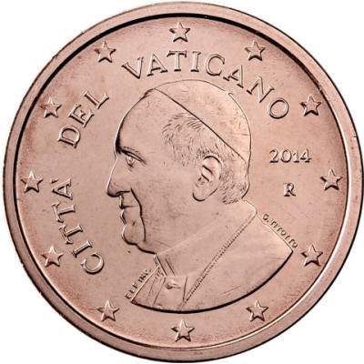 Kursmünzen Kirchenstaates Vatikan 2 Euro-Cent 2014  Papst Franziskus ✓ selten ✓ Nie im Zahlungsverkehr zu finden ✓ Münzkatalog bestellen 