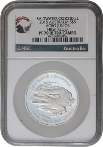 Australien-5Dollar-2015-AgStgl-PF70-Slab-Krokodil-vs