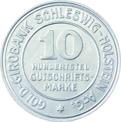 N 38 -  5- Hundertstel Gutschrifts-Marke 1923 und   N 39 -  10- Hundertstel Gutschrifts-Marke 1923 der Provinz Schleswig-Holstein 