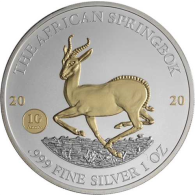 Gabun-1000 Francs-2020-AGstgl-vergoldet-Springbock-RS