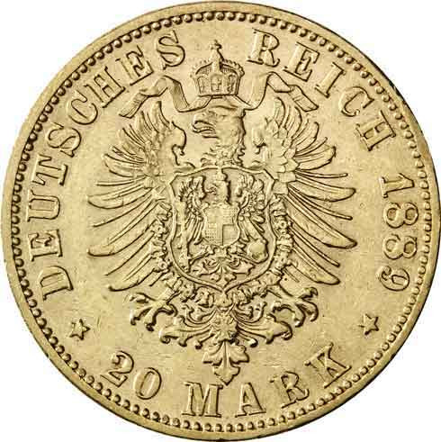 Goldmünze-Jäger-250-Kaiserreich-Preußen-20-Mark-1889-vz-Wilhelm-II-Deutscher-Kaiser-und-König-von-Preußen-I