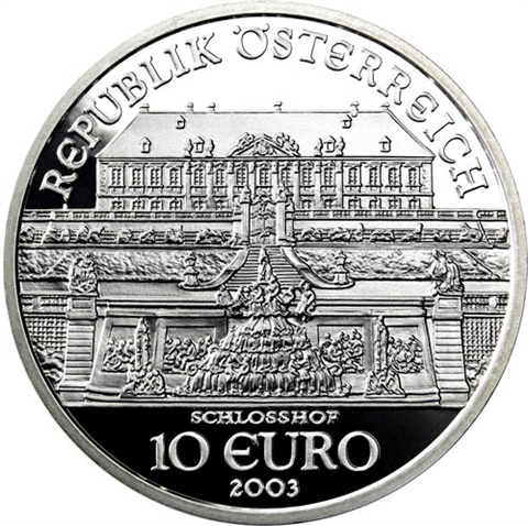 Österreich-10-Euro-2003-Silber-PP-Schloss-Hof-Etui