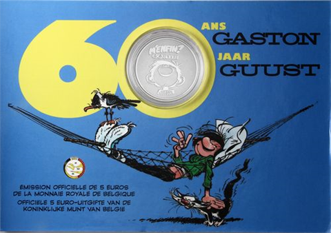 Belgien 5 Euro 2017 PP Gaston La Gaffe  in Postkarten-Blister I