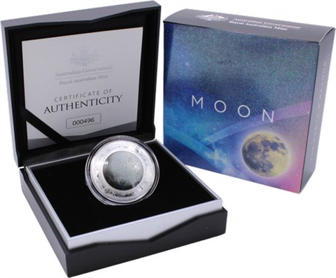 Australien-5 dollar-2019-AGpp-Moon -Mond-Etui