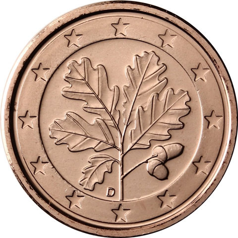  Deutschland 2 Euro-Cent 2019 Kursmünzen mit Eichenzweig Zubehör bestellen 