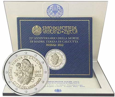 Vatikan-2Euro-2022-Stgl-MutterTeresaVonKalkutta-Folder