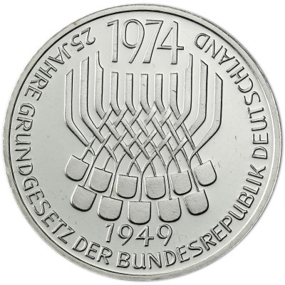 5 DM Gedenkmünze 1974 Grundgesetz der Bundesrepublik Deutschland