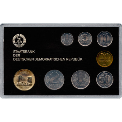 DDR Kurssatz 1 Pfennig bis 5 Mark 1985 Dresdner Frauenkirche 