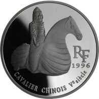 Frankreich-1,5 Euro 10 Francs-1996-AGpp-Chinesischer Reiter-RS