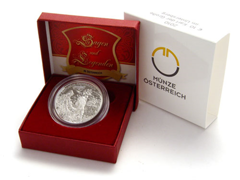 Österreich-10-Euro-2010-Silber-Karl-der-Grosse-im-Untersberg-Etui