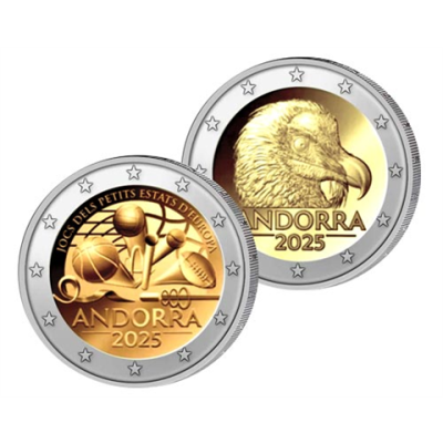 Andorra-2Euro-2025-Kleinstaatenspiele-Bartgeier-RS