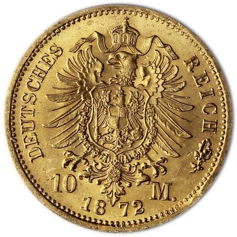 Kaiserreich 10 Mark 1872 - 1873 Kaiser Wilhelm I. König von Preussen J.242
