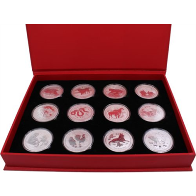 Australien-12x1 Dollar-2008-2019-AGstgl-Lunar II-Etui