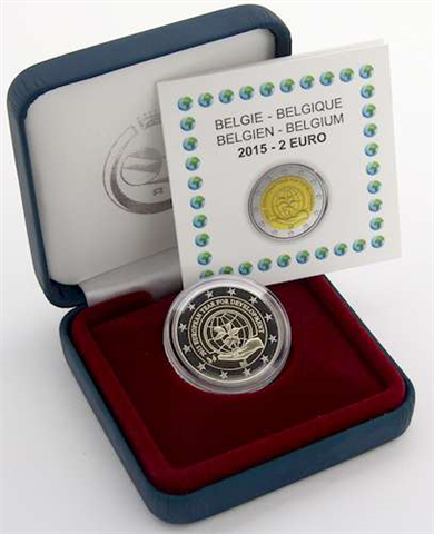 Belgien 2 Euro 2015 PP Europäisches Jahr der Entwicklung im Etui