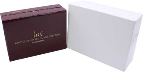 Luxemburg-6x2 Euro-2009-2012-PP-Gedenkmünzensatz-Etui offen