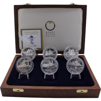Österreich-6x20Euro-2004-2006-AGpp-Handelsmarine-EtuiI