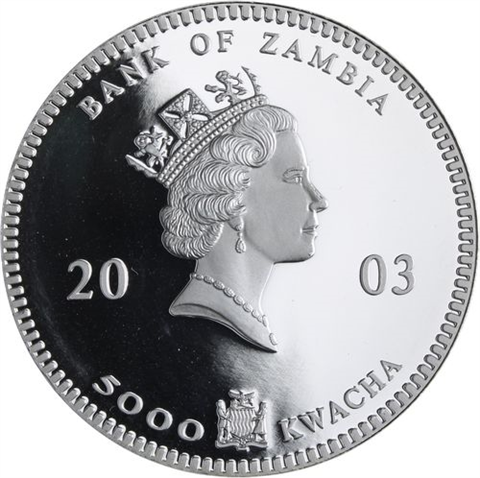 Sambia-5000Kwacha-2003-AGpp-Elefant-Farbe-RS