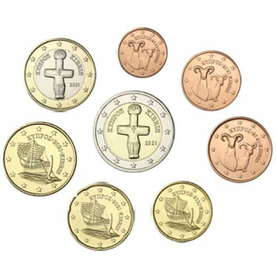 zypern-3-88-euro-Muenzen-2021-bfr-kms-lose-rollenware-1-cent---2-euro