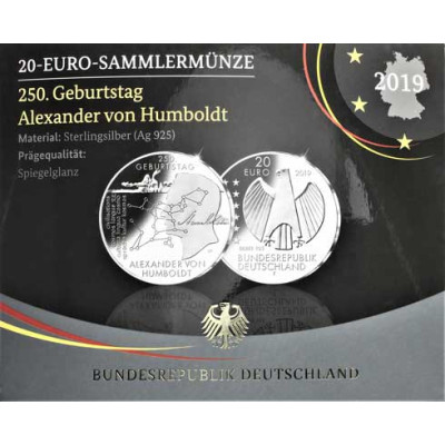 Gedenkmünzen 20 Euro Silber 2019 Humboldt Folder