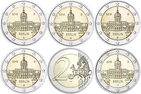 Deutschland-2Euro-2018bfr-Charlottenburg-Münzzeichen-ADFGJ-RSVS