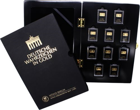 Deutschland-10x1g-AUpp-Quadriga Wahrzeichen-Etui