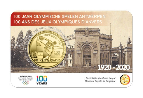 Belgien-2,5-Euro-2020-Olympische-Spiele-Antwerpen-Reliefprägung-in-Coincard