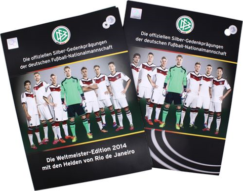 Set I+II Silber-Gold-Gedenkprägungen-der-Nationalmanschaft-2014