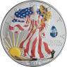 USA-1 Dollar-2010-AGstgl-Silver Eagle-Diamant-Farbe-Rot-RS