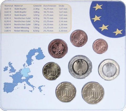 Deutschland 5 x 3,88 Euro 2005 Stgl. KMS im Folder Mzz. A - J