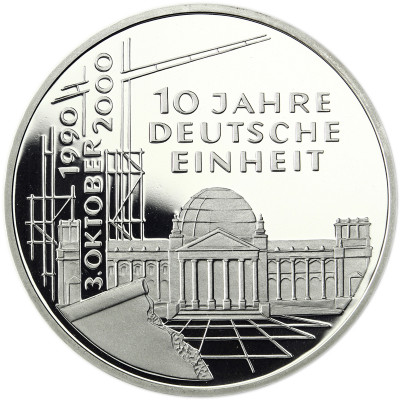 Deutschland 10 DM Silber 2000 PP 10 Jahre Deutsche Einheit komplett Mzz.  A bis J